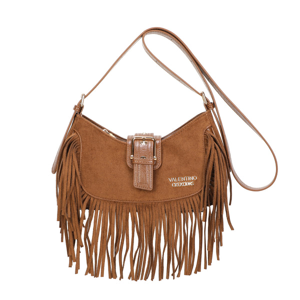 Borsa hobo a tracolla in ecopelle scamosciata con frange VC7093