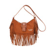 Borsa hobo a tracolla in ecopelle scamosciata con frange VC7093
