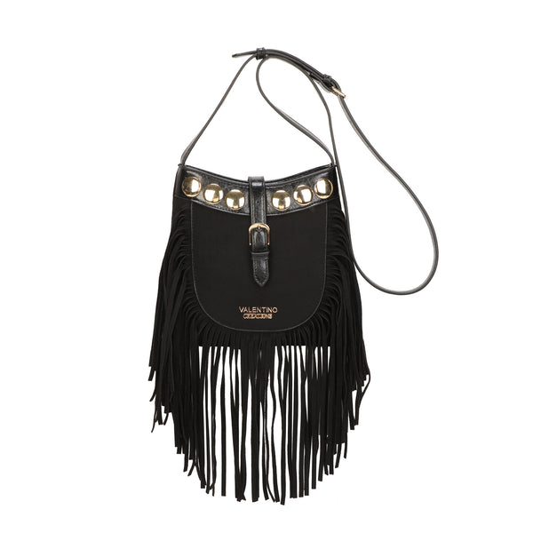Borsetta a tracolla boho in ecopelle scamosciata con frange e borchie Valentino Creations VC7090