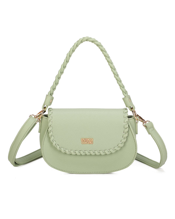 Borsetta a bisaccia in ecopelle con bordo intrecciato Enrico Coveri ECG613