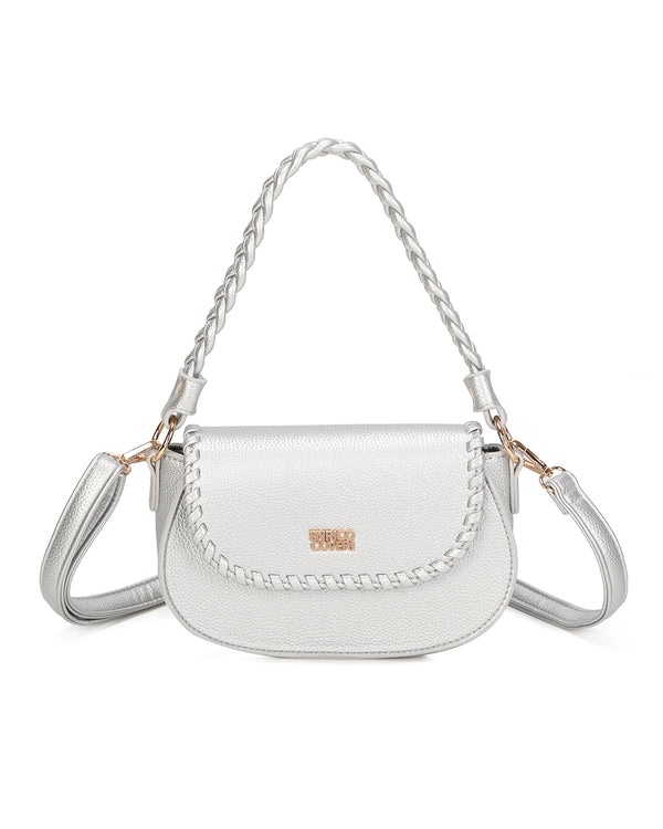 Borsetta a bisaccia in ecopelle con bordo intrecciato Enrico Coveri ECG613