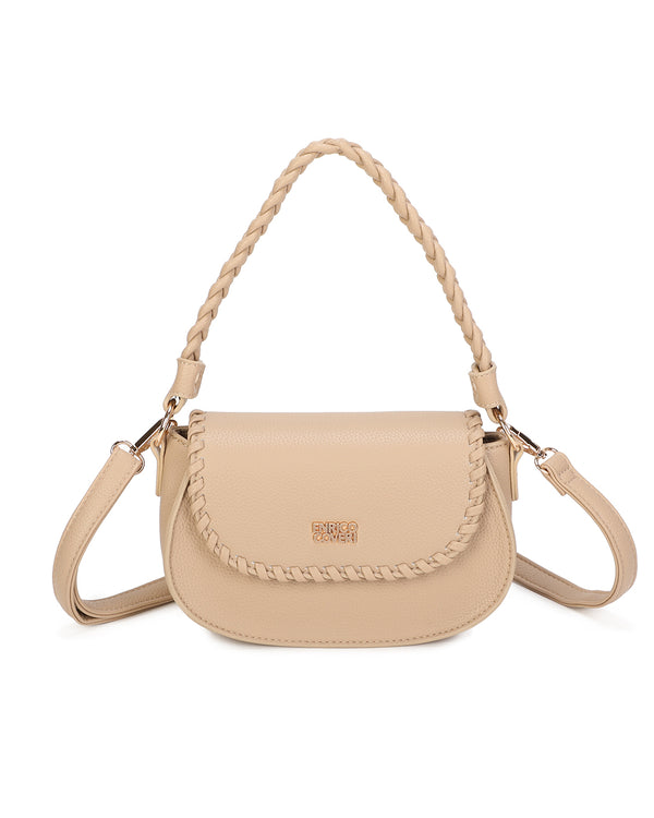 Borsetta a bisaccia in ecopelle con bordo intrecciato Enrico Coveri ECG613