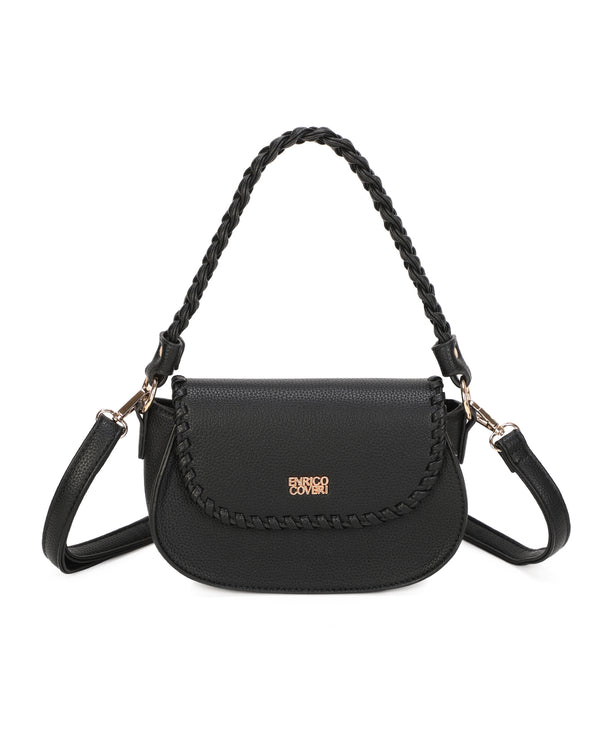 Borsetta a bisaccia in ecopelle con bordo intrecciato Enrico Coveri ECG613