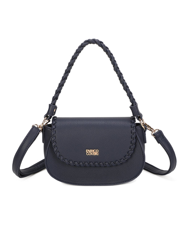 Borsetta a bisaccia in ecopelle con bordo intrecciato Enrico Coveri ECG613