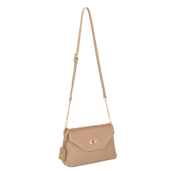 Pochette a tracolla in pelliccia e pelle sintetiche MB050