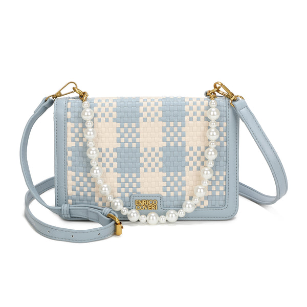 Borsa a tracolla in ecopelle con manico in perle Enrico Coveri EC7055