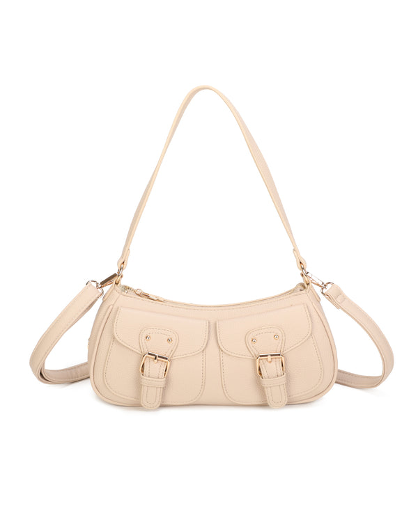 Borsetta in ecopelle a spalla con doppia tasca frontale ECG607