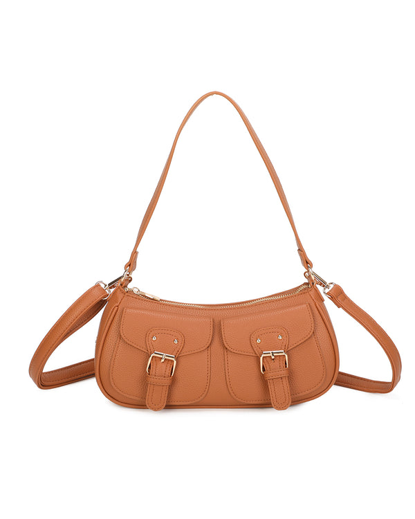 Borsetta in ecopelle a spalla con doppia tasca frontale ECG607