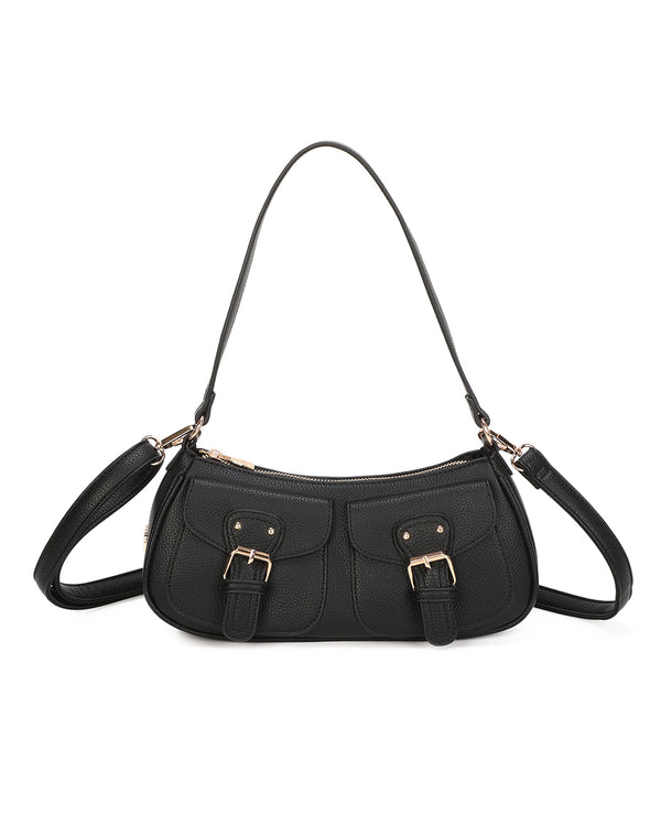 Borsetta in ecopelle a spalla con doppia tasca frontale ECG607