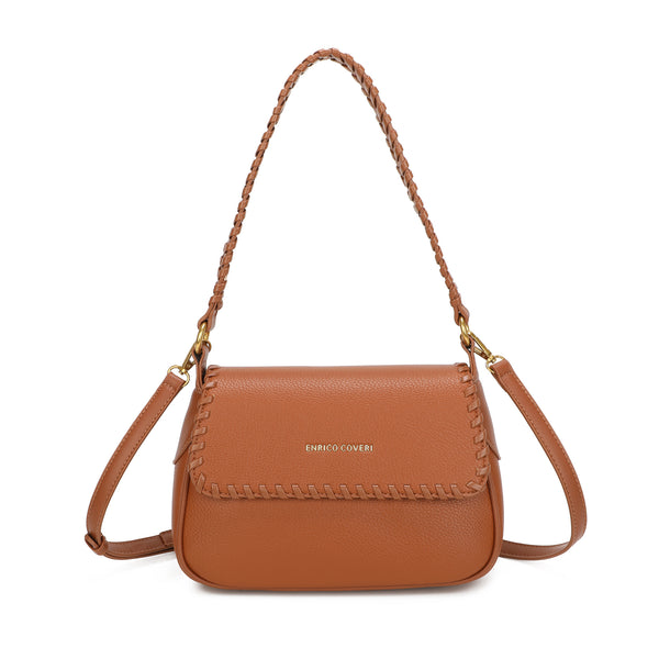 Borsa postino ENRICO COVERI in ecopelle con manico intrecciato EC7051