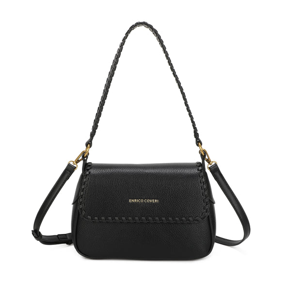 Borsa postino ENRICO COVERI in ecopelle con manico intrecciato EC7051