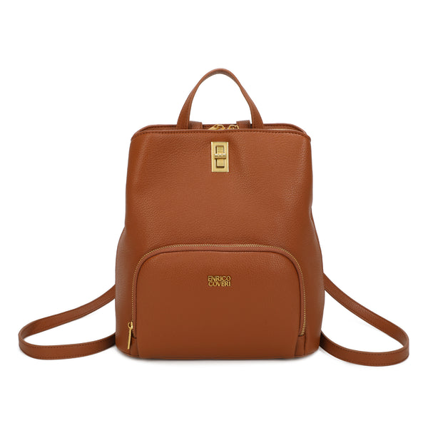 Zaino in ecopelle Enrico Coveri con chiusura turn lock e zip a 3 tasche EC2254