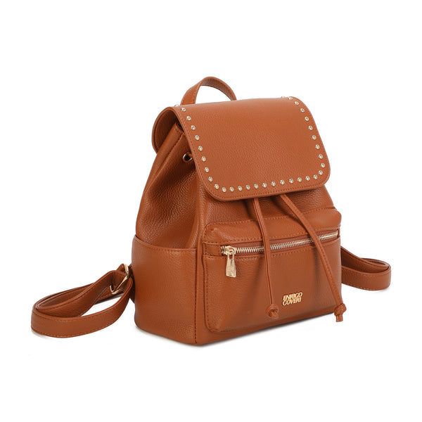 Zaino in ecopelle Enrico Coveri con decorazioni a borchie sulla patta EC6334