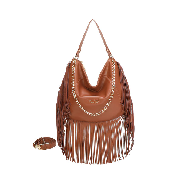 Borsa a spalla in ecopelle con frange e tracolla a catena Valentino Creations VC7087