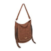 Borsa a spalla a postino in ecopelle effetto martellato con frange e borchie VC629