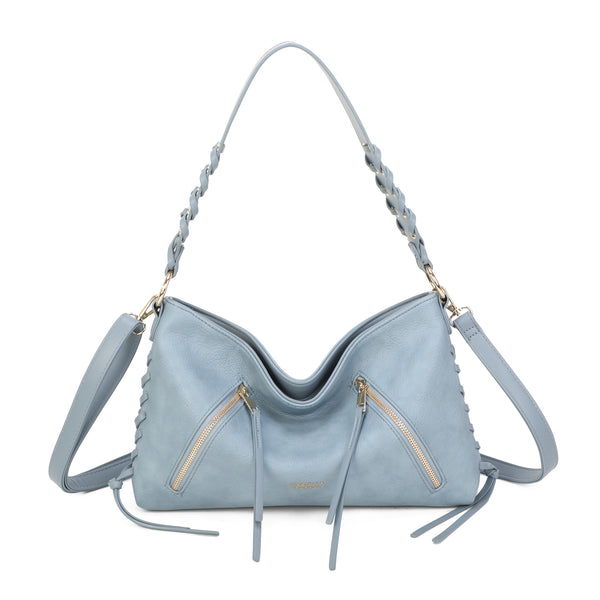 Borsa a spalla in ecopelle con manico intrecciato MB-718