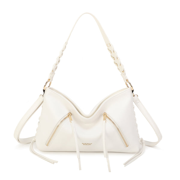 Borsa a spalla in ecopelle con manico intrecciato MB-718