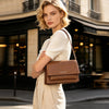 Borsetta a spalla rigida in ecopelle effetto saffiano con patta EC2239