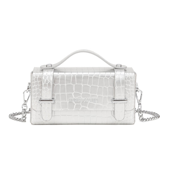 Borsetta a tracolla rettangolare rigida in ecopelle cocco Enrico Coveri EC6286