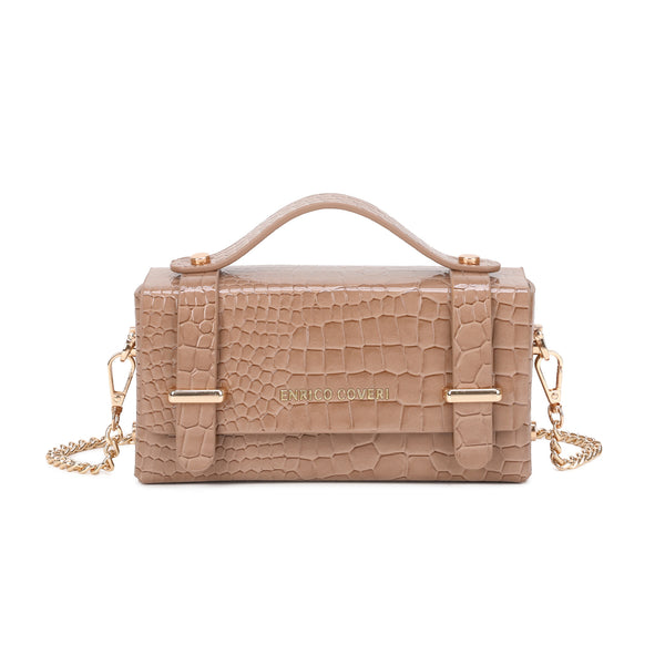 Borsetta a tracolla rettangolare rigida in ecopelle cocco Enrico Coveri EC6286