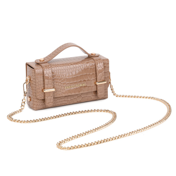 Borsetta a tracolla rettangolare rigida in ecopelle cocco Enrico Coveri EC6286