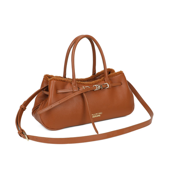 Borsa a mano con cintura decorativa e bordo in teddy Valentino Creations VA7084