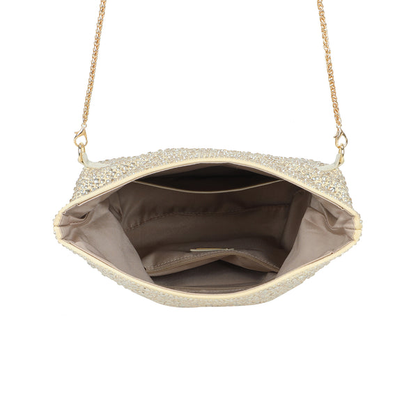 Borsa pochette gioiello con strass e chiusura a pergamena VC9001