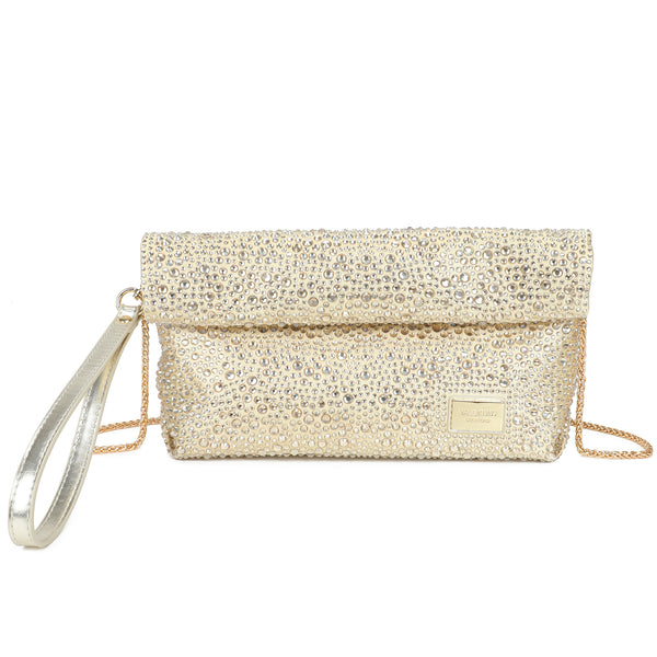 Borsa pochette gioiello con strass e chiusura a pergamena VC9001