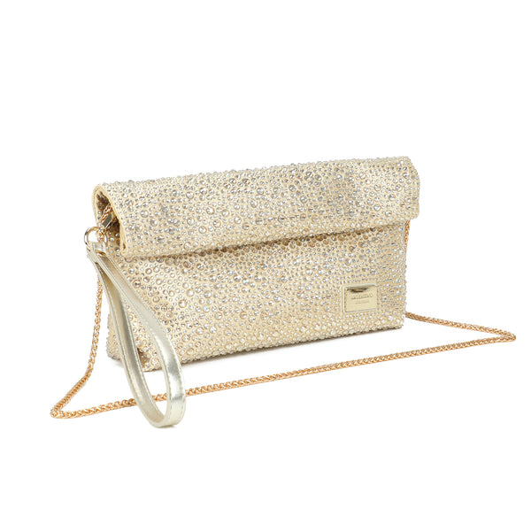 Borsa pochette gioiello con strass e chiusura a pergamena VC9001