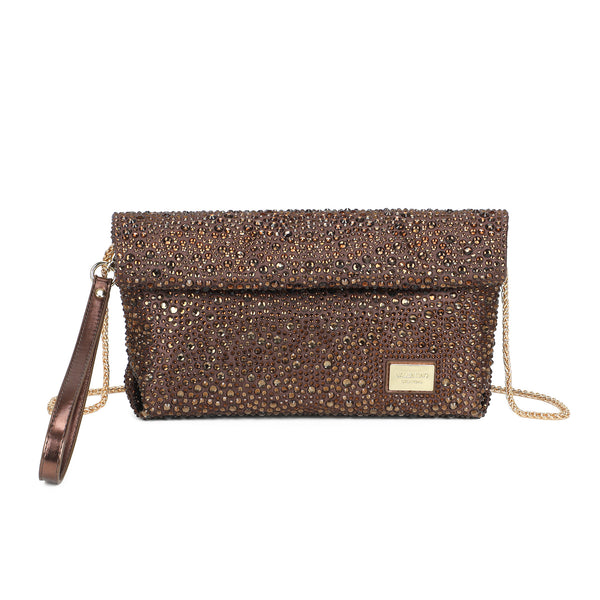 Borsa pochette gioiello con strass e chiusura a pergamena VC9001