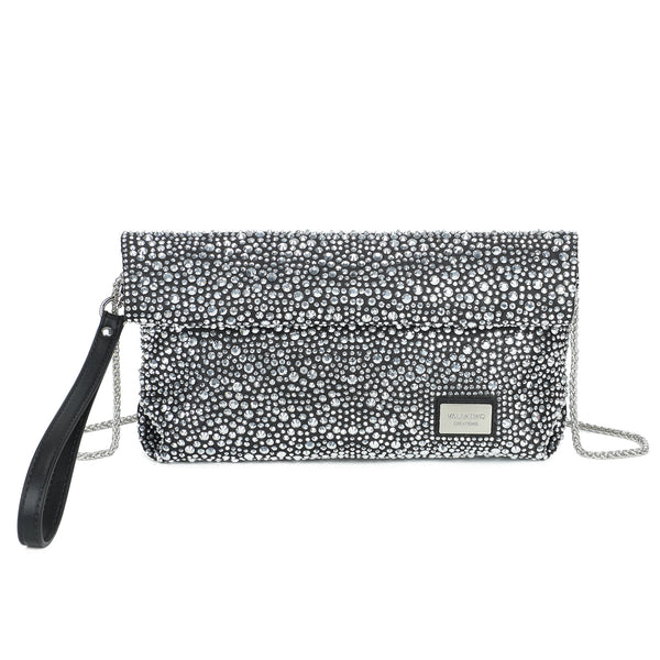 Borsa pochette gioiello con strass e chiusura a pergamena VC9001