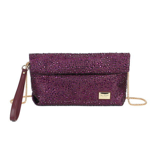Borsa pochette gioiello con strass e chiusura a pergamena VC9001