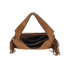 Borsa spalla Mariella Burani in ecopelle camoscio con frange e tracolla intrecciata MB5002