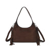 Borsa spalla Mariella Burani in ecopelle camoscio con frange e tracolla intrecciata MB5002