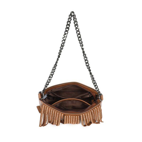 Borsa a tracolla in ecopelle liscia con frange e lustrini Mariella Burani MB5005