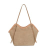 Borsa shopper a spalla in ecopelle scamosciata e teddy MB053