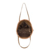 Borsa shopper a spalla in ecopelle scamosciata e teddy MB053