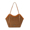 Borsa shopper a spalla in ecopelle scamosciata e teddy MB053