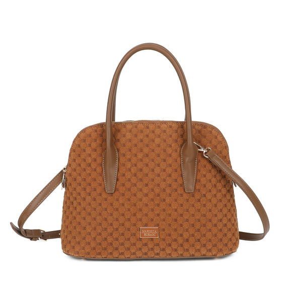 Borsa bauletto Mariella Burani in ecopelle scamosciata con logo impresso MB043
