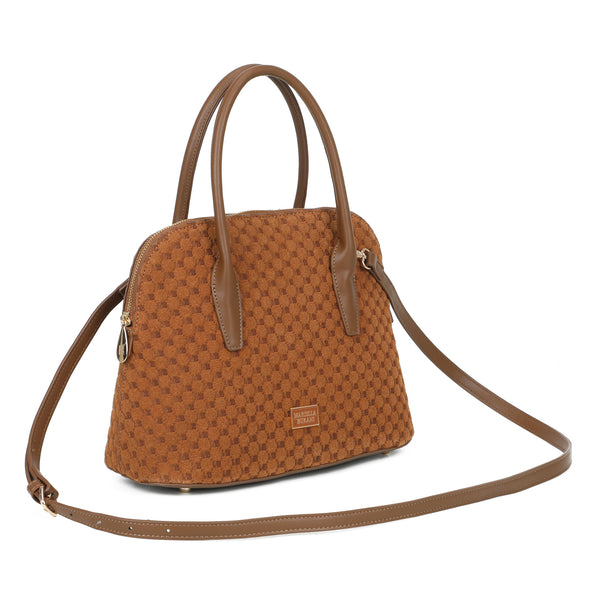 Borsa bauletto Mariella Burani in ecopelle scamosciata con logo impresso MB043