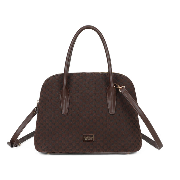 Borsa bauletto Mariella Burani in ecopelle scamosciata con logo impresso MB043