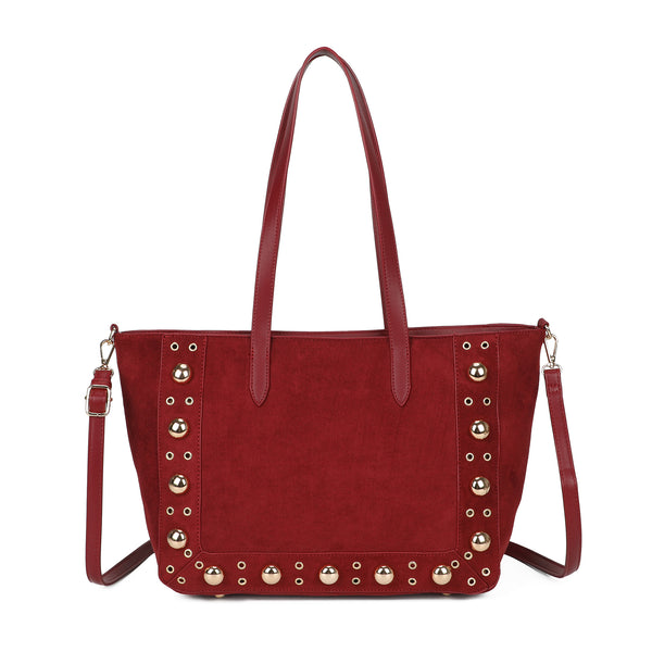 Borsa spalla shopper in ecopelle scamosciata con borchie 2281