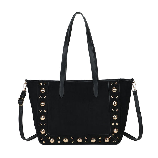 Borsa spalla shopper in ecopelle scamosciata con borchie 2281