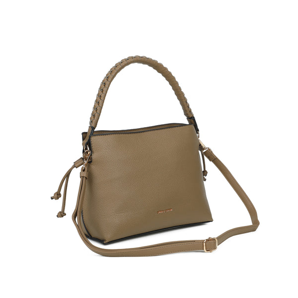 Borsa ecopelle martellata a coulisse con manico intrecciato EC5087