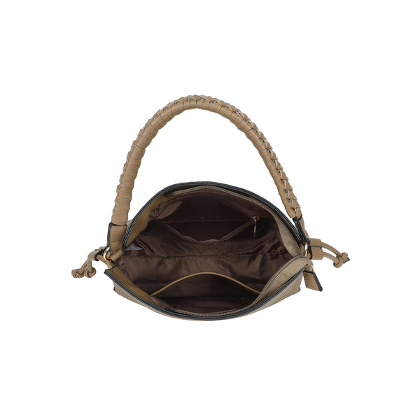 Borsa ecopelle martellata a coulisse con manico intrecciato EC5087
