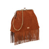 Borsa clutch in ecopelle scamosciata con frange Enrico Coveri EC6330