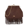 Borsa clutch in ecopelle scamosciata con frange Enrico Coveri EC6330