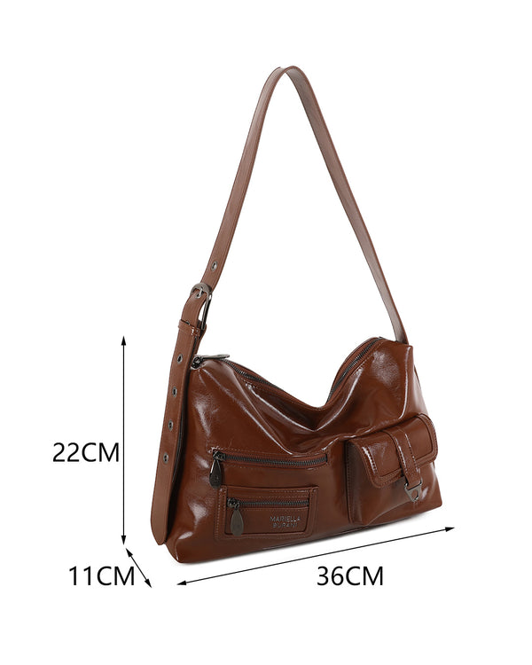 Borsa a spalla e tracolla in ecopelle lucida Mariella Burani MB034