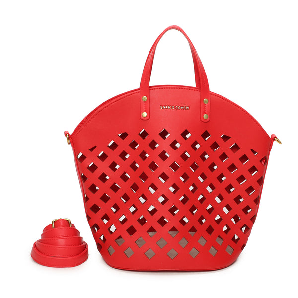 Borsa shopper in ecopelle traforata laserata Enrico Coveri EC6278