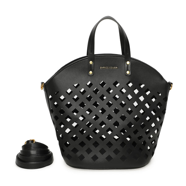 Borsa shopper in ecopelle traforata laserata Enrico Coveri EC6278